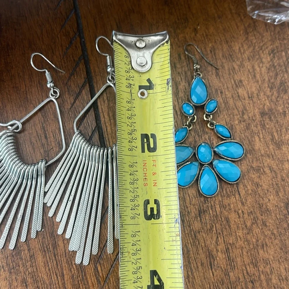 6 pairs bundle fashion earrings dangling drop hoops silver gold green black - Picture 15 of 16